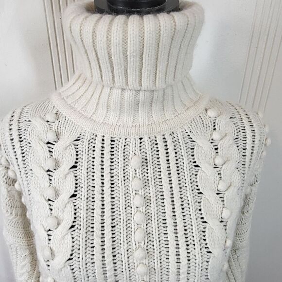 Plus Size Ann Taylor White Merino Wool Blend / Alpaca Turtle Neck Sweater - Picture 9 of 12